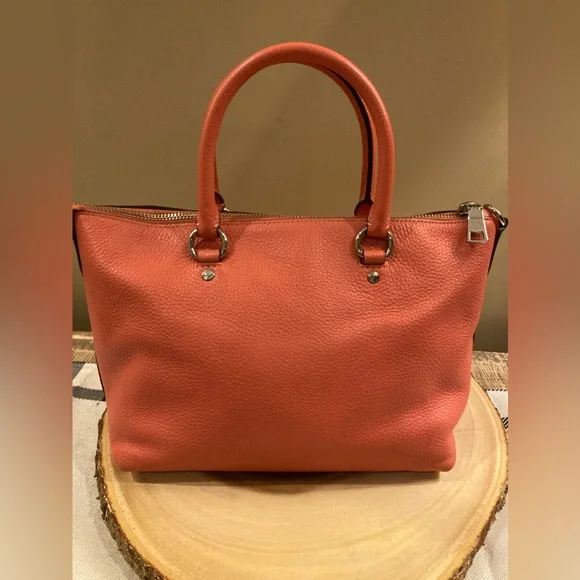 COACH Mini Emma Crossbody Satchel Pebble Leather F31466 Coral & Matching Wallet - Picture 13 of 14